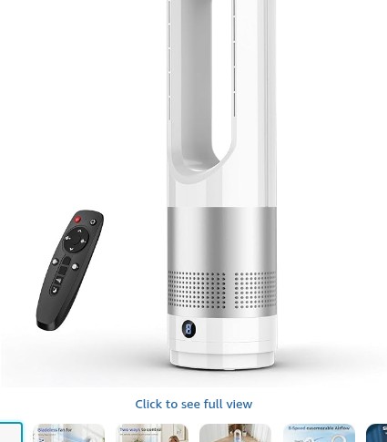 Bladeless Tower Fan, Bladeless Cooling Fan, 8 Speeds & Remote | Electric Fan, Quiet Bedroom Cooling, 80° Oscillation, 8 Speeds, 8H Timer, 100% Safe, Energy Saving Air Cooler